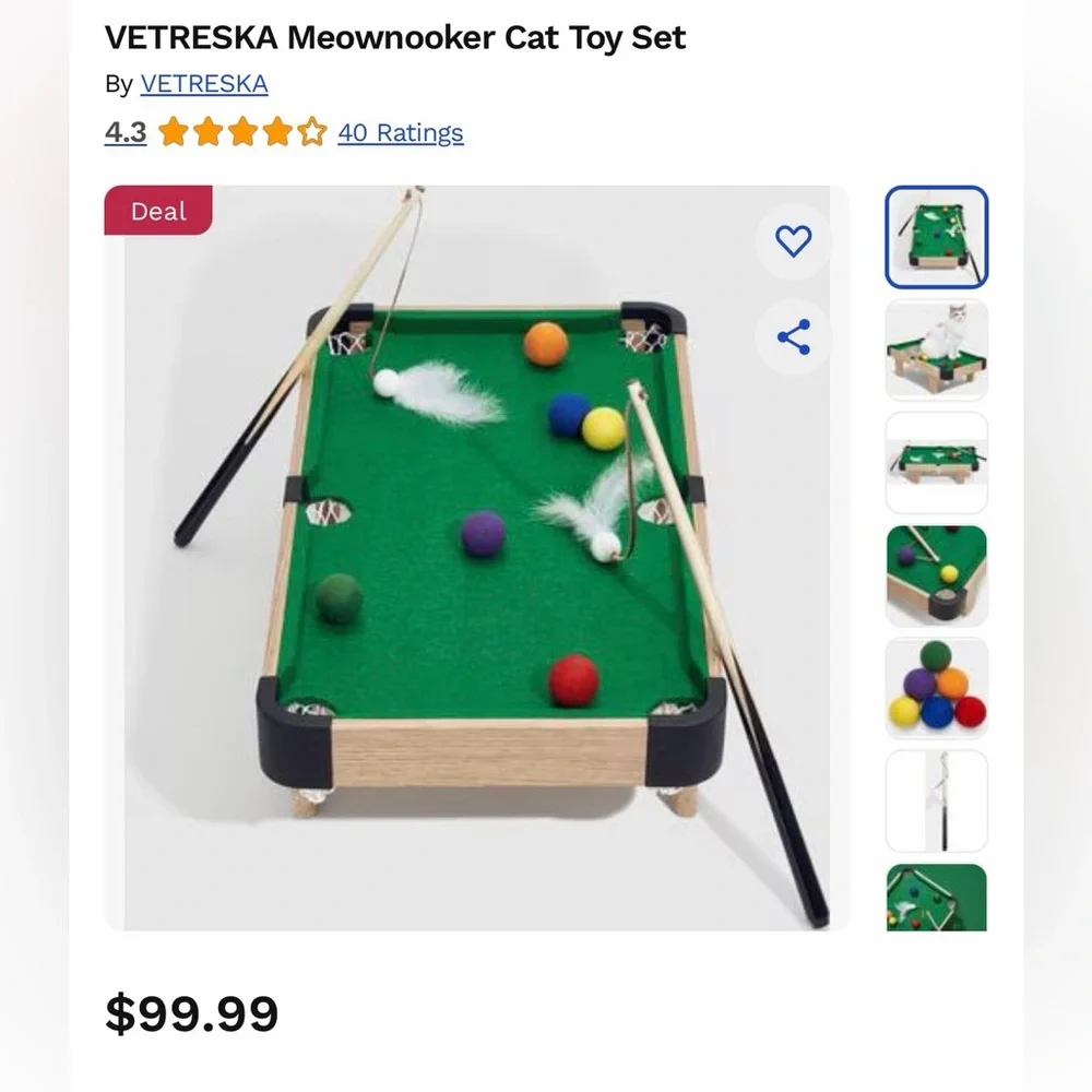Vetreksa Cat Pool Table Scratcher Toy with Accessories